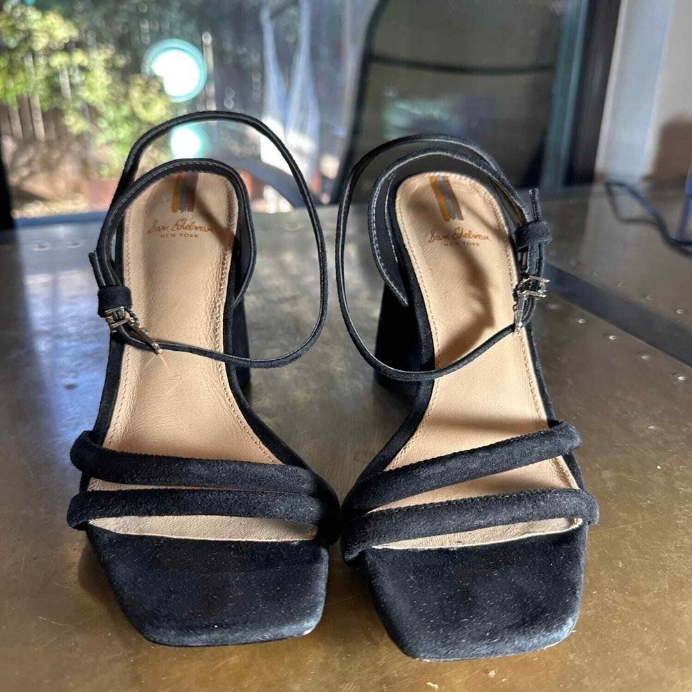 Sam Edelman Block Heel Sandal 7 Strappy Wedding Cocktail Dressy Formal Black Kia - Picture 8 of 9